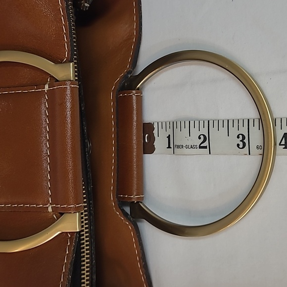 Patricia Nash Empoli Satchel with Crossbody Strap/ Brown Leather/ Metal Handles - Picture 11 of 16